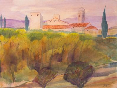 Rosalind Adams (née Thuillier) - Contemporary Watercolour, Spanish Villa