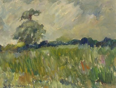 Gilbert Adams FRPS (1906-1996) - Mid 20th Century Oil, Meadow, Cloudy Day