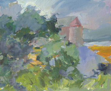 Gilbert Adams FRPS (1906-1996) - Mid 20th Century Oil, Château at the Lake