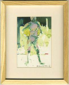 Richard J.S. Young - 2013 Mixed Media, Standing Nude in Green