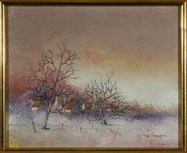 Alferio Maugeri - Contemporary Oil, Rural Village in Winter