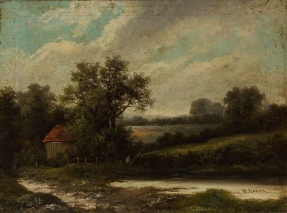 R. Percy - 19th Century Oil, Fishing