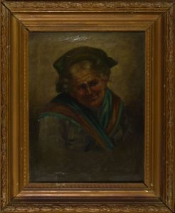 Italian Early 20th Century Oil - Portrait of a Woman in a Shawl