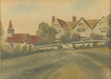 Mid 20th Century Coloured Sand Art - Yaverland Church and Manor, Isle of Wight