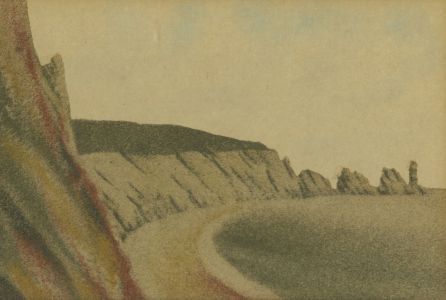 Mid 20th Century Coloured Sand Art - Isle of Wight Coastal Landscape
