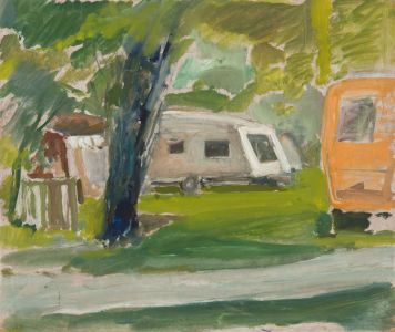 Gilbert Adams FRPS (1906-1996) - Mid 20th Century Oil, Caravans