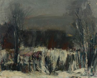 Gilbert Adams - 1970 Oil, Winter Landscape
