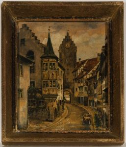 J. Hanselmann - Mid 20th Century Mixed Media, Street View in Hamburg