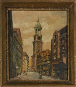 J. Hanselmann - Mid 20th Century Mixed Media, Street View in Hamburg