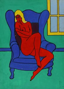 Herbert Craik - Contemporary Acrylic, Delilah', Nude Reclining in an Armchair