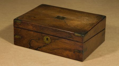 Victorian Figured Walnut and Brass Writing Slope