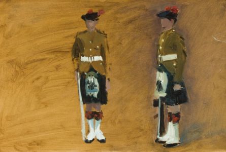 Scottish School - 20th Century Acrylic, Portrait of Scottish Soldiers
