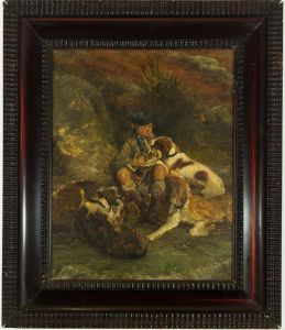 Mid 19th Century Oil - Boy with his Dogs