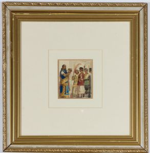 Arthur Twidle (1865-1936) - c.1910 Watercolour, Classical Figures in a Temple
