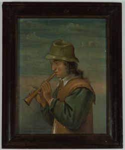 Late 19th Century Oil - Man with Horn