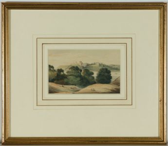 English School c.1820 Watercolour - Loch Landscape with Man and Dog