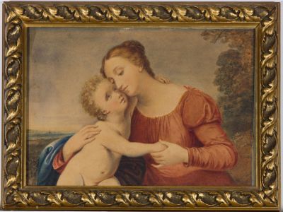 Attributed to Giuseppe Moricci - Mid 19th Century Watercolour, Mother & Baby