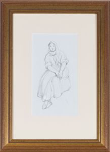 Edward Duncan (1803-1882) - Graphite Drawing, Portrait of a Seated Lady 