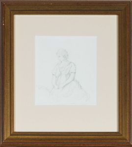 Edward Duncan (1803-1882) -  Graphite Drawing, Portrait of a Seated Lady 