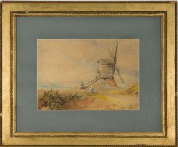 Signed 1865 Watercolour - Windmill
