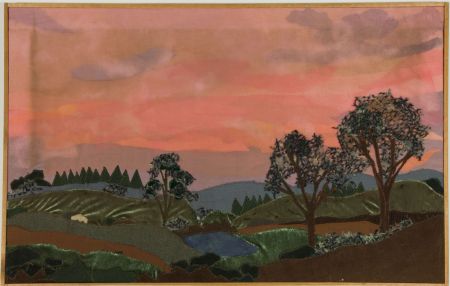 Myrtle Mitchell - Contemporary Embroidery, Patchwork Sunset Landscape