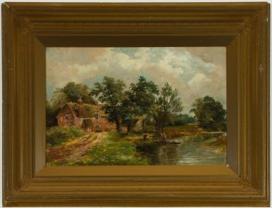 E. Bennett - Signed 1805 Oil, On the River