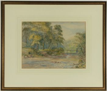 English School 19th Century Watercolour - Summer River Landscape