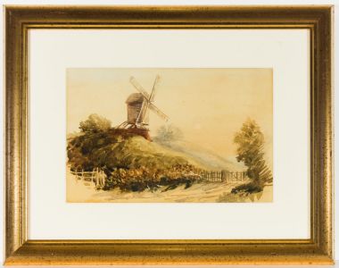 Gilt Framed 1823 Watercolour - Aylestone Windmill