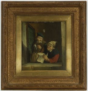 Gilt Framed Flemish School 19th Century Oil - Reading the Newspaper