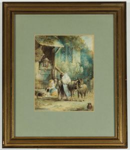 Richard Westall (1765-1836) RA - 1823 Watercolour, Children Outside Cottage