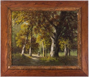 Saley - Impressively Framed 19th Century Oil, Figure on a Woodland Path