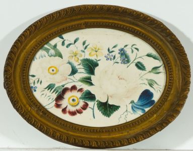 Miniature Oval 19th Century Watercolour - Floral Study