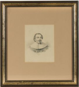 H. Collins - Framed 1841 Graphite Drawing, Portrait of a Gentleman
