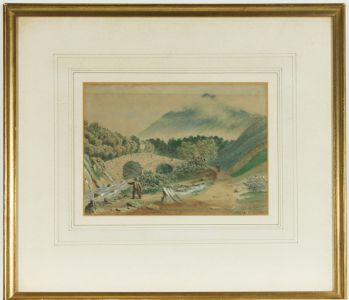 D. Cox - Signed c. 1860 Watercolour, Old Weir Bridge Killarney