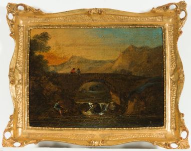 English School Late 19th Century Oil - Classical River Landscape with Figures
