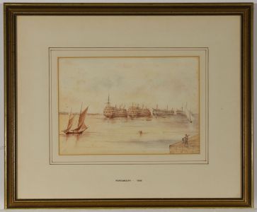 Framed 1886 Watercolour - Portsmouth