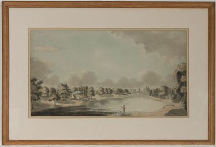 English School c.1780 Watercolour - The Serpentine and Westminster Abbey