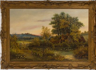 J.G. Allen - Large Gilt Framed 1898 Oil, English School Landscape