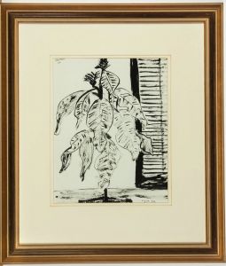 Arnold Daghani (1905-1985) - Signed 1962 India Ink, Still Life of a Rubber Plant