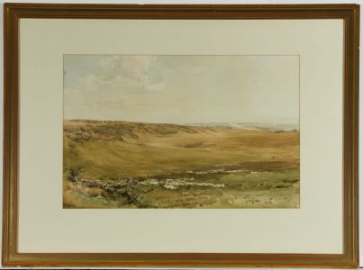 Thomas Collier RI (1840-1891) - Signed Watercolour, Wide Pastures, Sussex