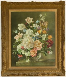 20th Century Ornate Gilt Picture Frame with Facsimile Print After Barbara Shaw