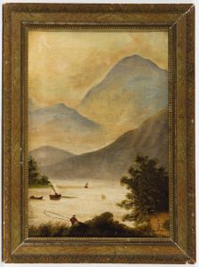 J.S. Roger - Signed 1895 Oil, Highland Landscape with Angler