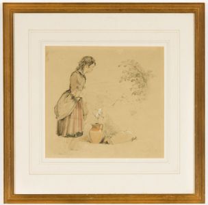 George Bryant Campion (1796-1870) - Framed Watercolour, Irish Peasant Girl