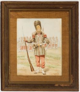Auguste Masson - Signed 1915 Watercolour, Portrait of a Soldier