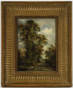 John Moore of Ipswich (1820-1902) - Gilt Framed Oil, Figures on a Rural Lane