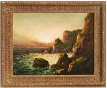Attributed to Sidney Yates Johnson (fl. 1890 - 1926) - Oil, Seascape with Cliffs