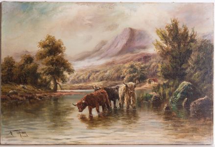 A. Turner - Signed Late 19th Century Oil, Highland Cattle