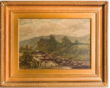 Mary J. Newill (1860–1947) - Signed 1883 Oil, On the River Einion, Wales