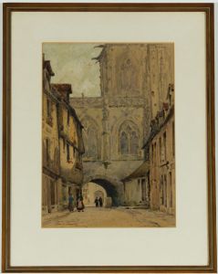 George Henry Downing (1878-1940) - Signed Watercolour, Continental Street Scene