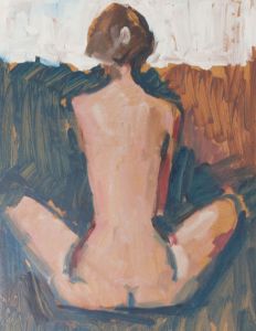Peter Collins ARCA - c.1970s Oil, Seated Nude, From Behind